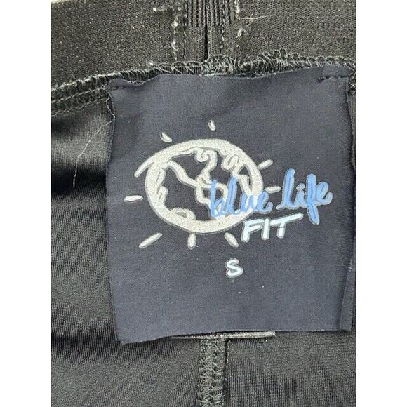 Blue Life Fit Womens Garter Leggings Elastic Waist Sheer Mesh Panel Black Size S - Picture 4 of 7